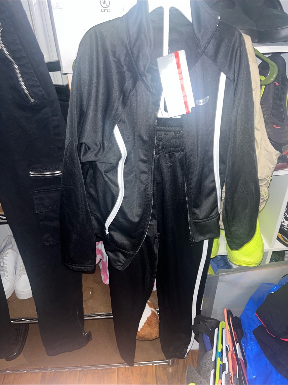 Girls Hind Black Lightweight Track Jacket & Pants with White Trim